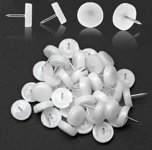 Qjaiune 40Pcs 18mm Nail in Furniture Glides White Nylon Tack Pads
