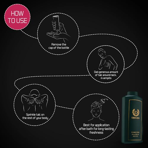 Image of DENVER Hamilton Premium Body Talc- 300GM, Pack of 2 | Scented Talcum Powder for Men