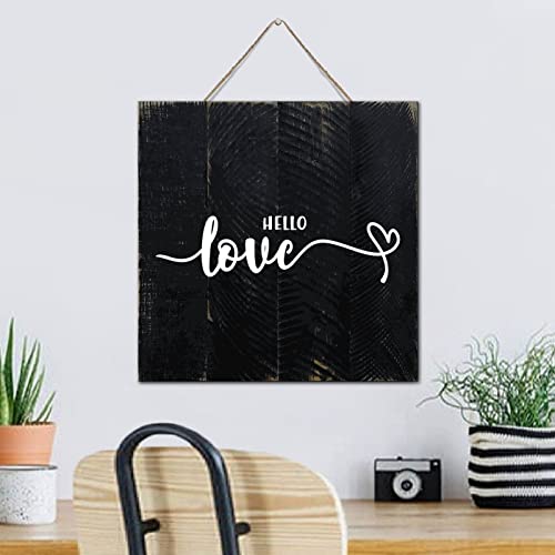 Panneau mural en bois rustique Hello Love, le cadeau de Saint-Valentin idéal pour la maison - 4