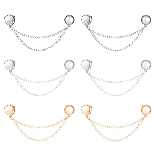 lasuroa 6 Pinzas Magnéticas para Ropa, Lindas Pinzas Magnéticas con Forma de Osito con Cadena Multiusos Imán Fuerte para Sujetar Mangas Faldas Vestidos Pantalones y Dobladillos de Hijab (3 Colores)