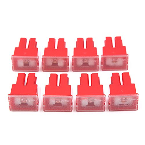 Fusible PAL femelle 50A cartouche push-in rouge DC 32V pour boîte de fusibles automobile, x8