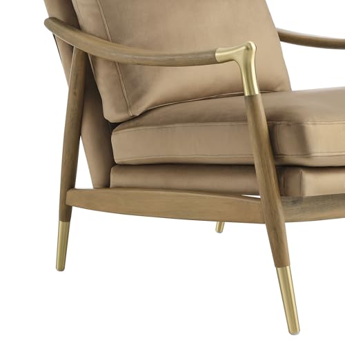 Modway Langford Stain-Resistant Performance Velvet Armchair &ndash; Mid Century Modern Velvet Chair with Wood Frame &ndash; Upholstered Accent Chair for Living Room or Bedroom