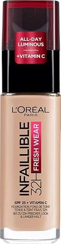 L'Oréal Paris Make-up, Wasserfest und langanhaltend, Flüssige Foundation mit LSF 25, Infaillible 32H Fresh Wear Make-up, 110 Cool, 30 ml