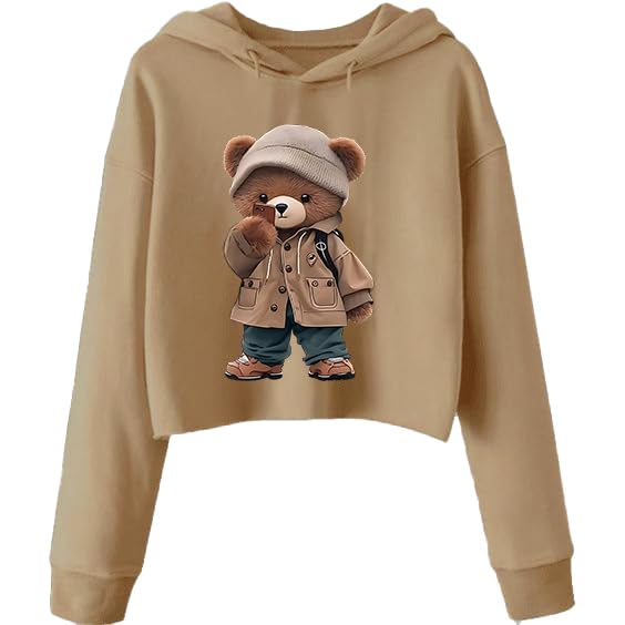 beltly Teddy Crop Cute Hoodie Sweatshirt Women Casual Stylish Latest White Black Pink Lavender Beige Girl-picture-36
