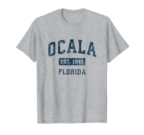 Ocala Florida FL Diseño deportivo vintage estampado azul marino Camiseta
