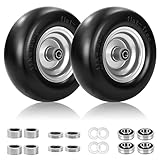 2 PCS 11x4.00-5 Flat Free Lawn Mower Tire and Wheel with 3/4' 5/8' Bearing,3.4'-4.8' Centered Hub,Smooth Tread Tire for Zero Turn Mowers For Residential and Commercial,Includes Universal Adapter Kit