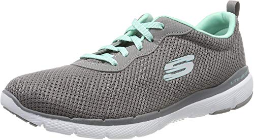 Skechers Women's Flex Appeal 3.0-First Insight Sneaker, Grey/Mint, 7.5 M US
