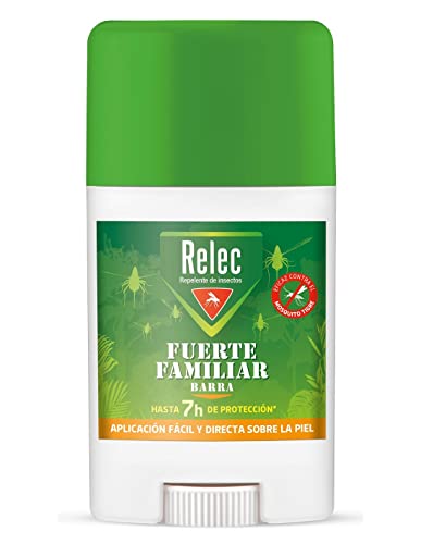 Relec Fuerte Familiar Barra/stick antimosquitos, repelente para una aplicación fácil y directa sobre la piel, eficaz contra el mosquito tigre, hasta 7H de protección