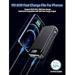 Portable Charger 32000mAh, 22.5W QC 3.0 PD 20W Smart LED Display Fast Charging Built in Cables MFi Certified Power Bank, External Battery Pack Charge 5 Devices Compatible with Cellphones (Black) - Image 4