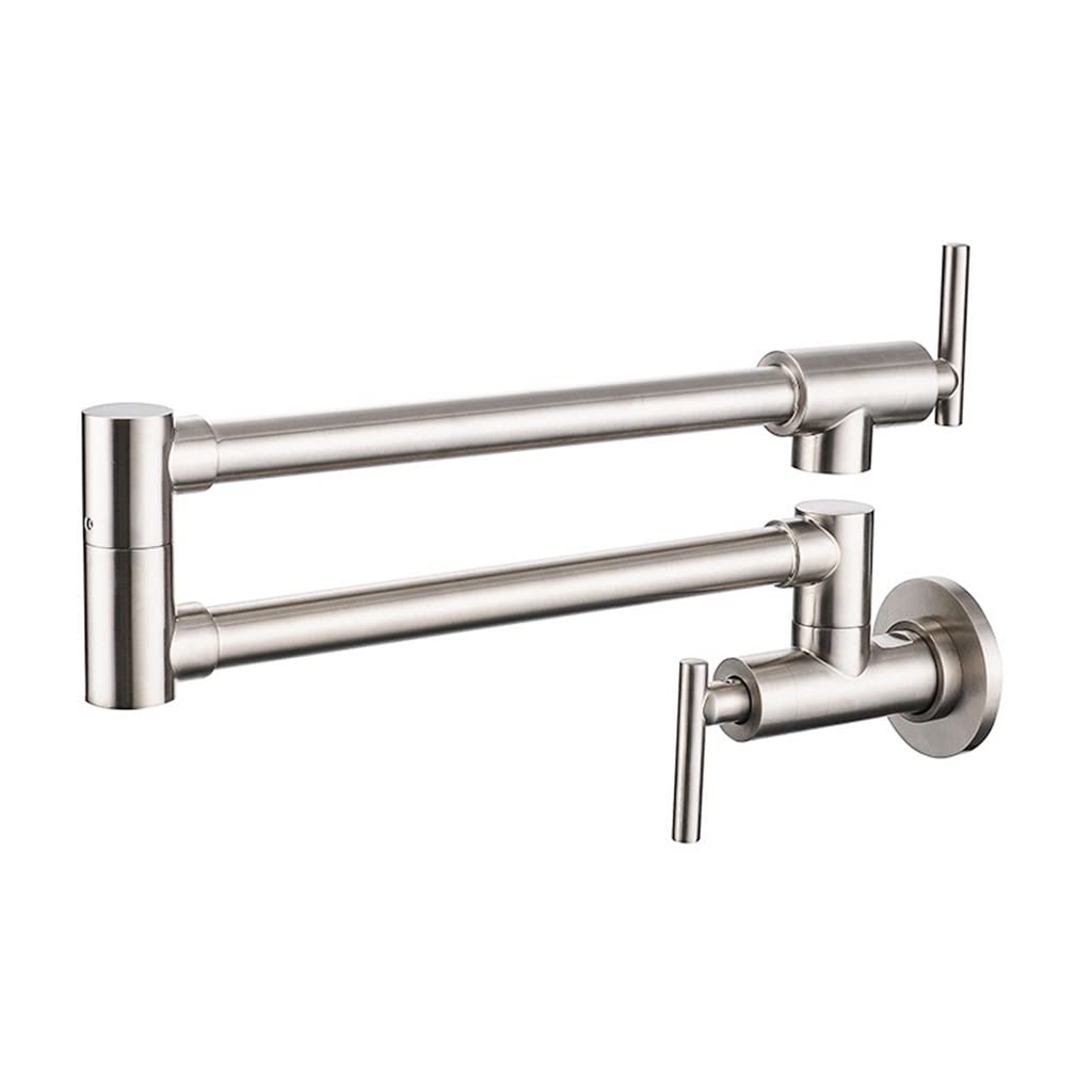 BBGS Montaje en Pared Grifos de Llenado de Ollas, Acero Inoxidable Llenadora de Ollas Comercial, Tarea Pesada con Plegable Estirable Articulaciones Dobles 2 Asas
