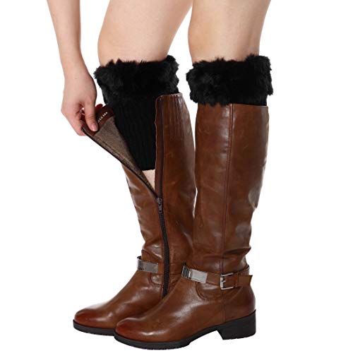 Image of Womens Fur Trim Boot Cuff Top Cover Leg Warmers