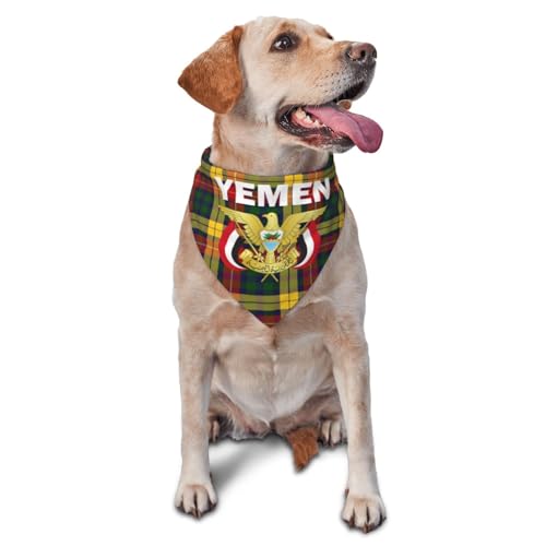 Yemen Coat of Arms Flag Triangle Dog Bandana Scarf Accessories for Pet Bibs