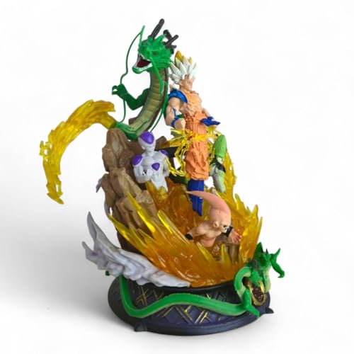 Image of Mayatra's Anime Style Dragon Warrior Collectible Figure Statue with Dragon & Energy Effect - Display Model - PVC Action Figure