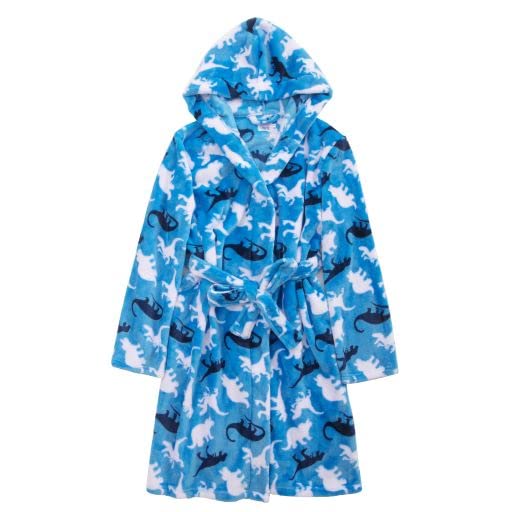 Buy Slumber Party Boys Fleece Robe/Housecoat w/Dino Prints, Blue (S 7