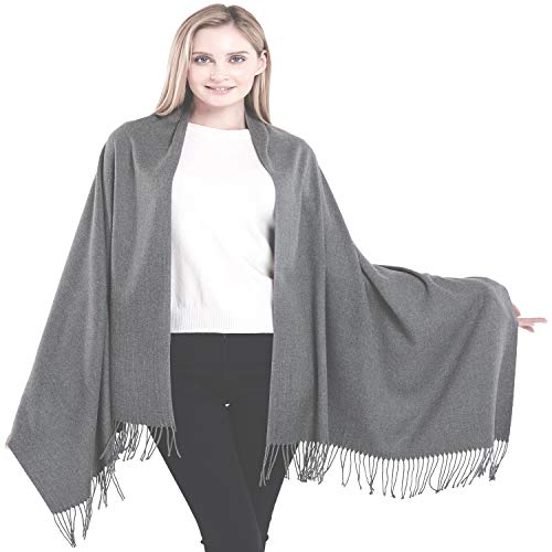 CJ Apparel Grau Einfarbiges Design Nepalese Schal Schultertuch Wrap Stola Pashmina NEU Cover