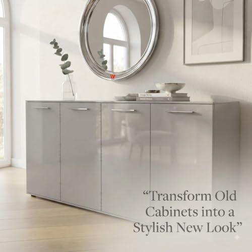 Image of WISDOM Light Grey glossye Self Adhesive Waterproof Bubble Free Wallpaper for Wall, Furniture, Kitchen Cabinet, Wardrobe, Table and DIY Home Decor (20X72 in)