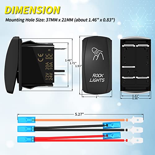 Joinfworld Rock Light Switch 12V Waterproof Blue LED