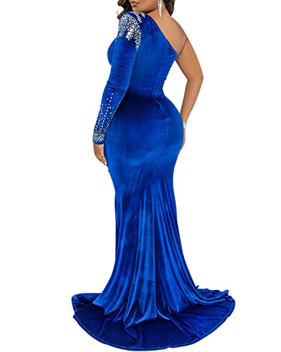 Porrcey Women's Sexy Hot Drilling Craft Dress Single Sleeve Bodycon Party Club Night Out Dress(5593,Blue,M) #TOP1