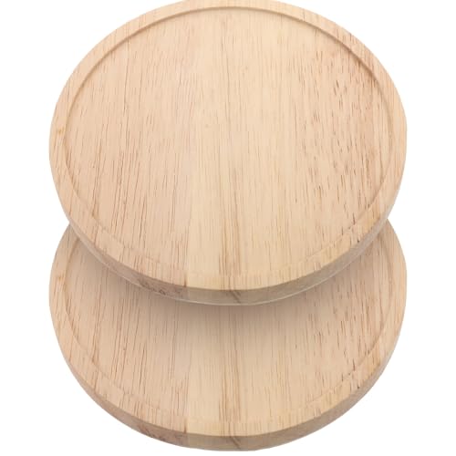 Image of 2pcs round Wooden Floating Shelves Wall Mounted Display Rack Wear-resistant Wall Decor Shelf for Home Decor, Simple Classic Style, 15cm Diameter