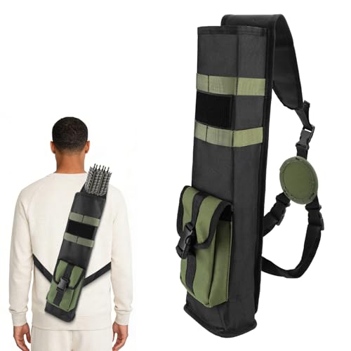 Flèche de tir à l'arc légère, sac multifonction avec sangle réglable pour arcs composés et recourbés, utilisation sur la hanche et le dos pour tir à la cible, chasse (vert)