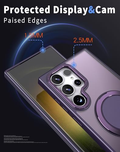 Image of iFAST Premium Back Cover Case Compatible with Galaxy S24 Ultra Soft Shokproof TPU and Hard Polycarbonate (PC) (360 rotatable Ring | Purple)