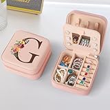 Parima Birthday Gift for Women - 21st 30th 40th 50th 60th 70th Birthday Gifts for Women Her, Personalized Birthday Gift Idea, Initial Jewelry Box Travel Jewelry Case - Letter G, Pink