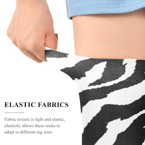 Animal Zebra Print Black White Skin Thigh High Socks for Women Over the Knee Long Socks4