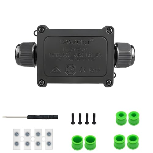 Waterproof Junction Box, 2 Way IP68 Outdoor Electrical Box, Plastic Junction Box with Terminal Block, Screwdriver and Accessories, for Outdoor Lights and Landscape Lighting