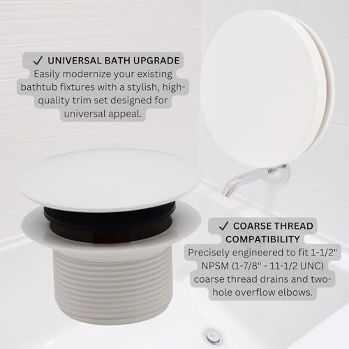 Westbrass A398RK-50 1-1/2" NPSM Coarse Thread Mushroom Tip-Toe Bathtub Drain Stopper with Illusionary Overflow Faceplate, Powder Coat White by Westbrass - Used condition - Image 4