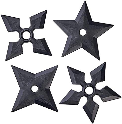 Playwell Martial Arts Black Polypropylene Solid Plastic Full Contact Ninja Stars - 4pc Set
