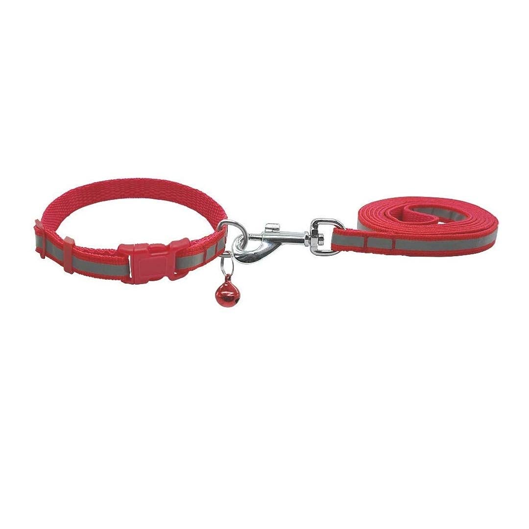 RvPaws Reflective Dog Leash Collar for Puppy Set with Bell for Cats and Kitty (RED, 15 MM) (B09CH2W38P) Amazon Price History, Amazon Price Tracker