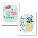 Tropical Inspirational Watercolor Flamingo and Pineapple "Be A Pineapple: Stand Tall, Wear A Crown and Be Sweet" and "Stand Tall Darling" Set; Two 11x14in Unframed Paper Poster Prints