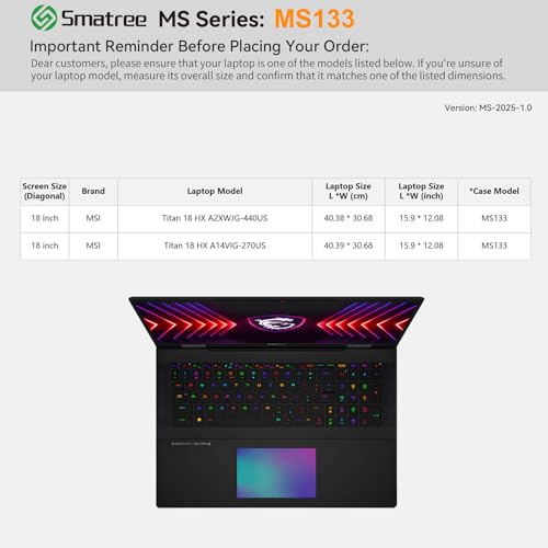 Smatree MS133 Twardy futerał ochronny EVA ze stojakiem kompatybilny z 45.7 cm MSI Vector A18 HX, Raider A18 HX, Raider 18 HX A14V, Titan 18 HX A14V, Stealth 18 AI Studio A1V, CreatorPro X18 HX-A14V
