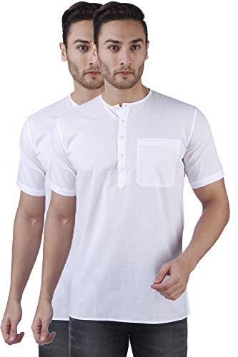 Image of Rajubhai Hargovindas Men's Pure Cotton Short Kurta | Pack of 2 |
