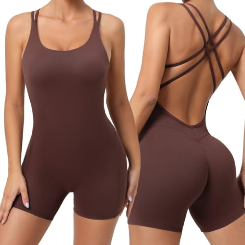 Mono de yoga para mujer en color liso con espalda cruzada y pantalon largo