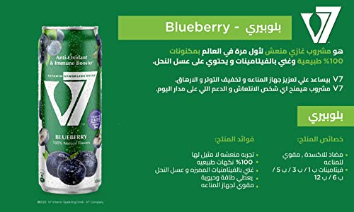 V7 vitamin sparkling drink 100% natural flavors - blueberry 300ml