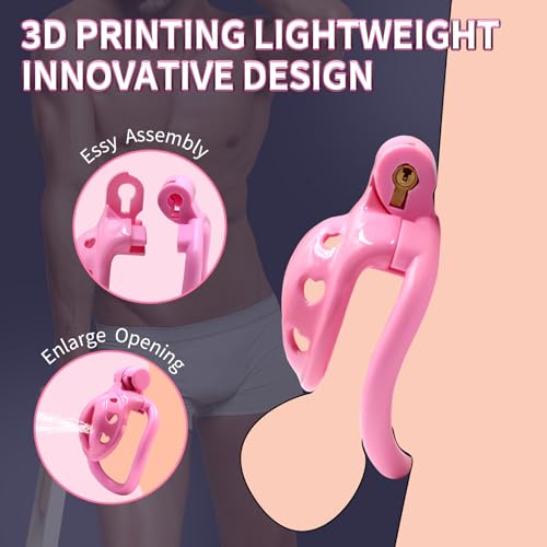 Image of Male Chastity Device Positive /Negative with 4 Rings Super Small Cage (Micro Pink)
