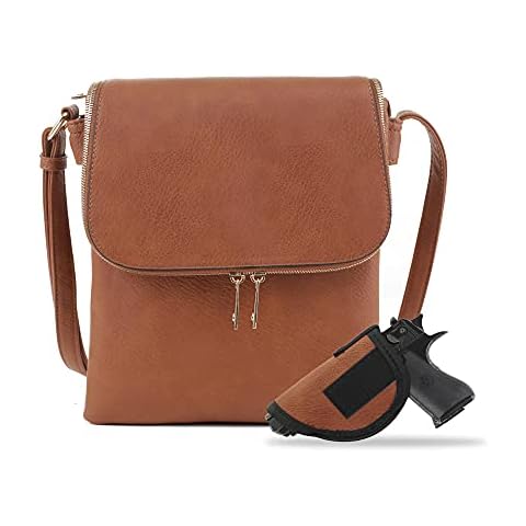 JESSIE & JAMES Cheyanne Concealed Carry Crossbody Bag with Lock and Key| Cognac Cover
