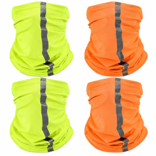 Image of SATINIOR 4 Pcs Neck Gaiter Face Mask for Men Reflective Face Cover Scarf Summer UV Sun Protection Balaclava Bandana for Work