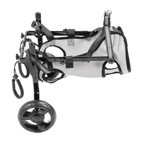 Generic Height Adjustable Dog Wheelchair Lightweight Steel Structure Breathable Mesh Doggy Wheel Chair for Injured Dogs Installation Manual Included Gray - Image 5