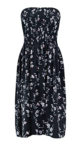 Image of Zyyfly Tube Top Dress Women Summer Beach Coverup Stretch Smocked Strapless Dress