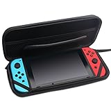 3Dimage Hard Shell Travel Switch Carrying Case with 5 Game Cartridge Holders for Nintendo Switch Pouch Protective Storage Bag, Black