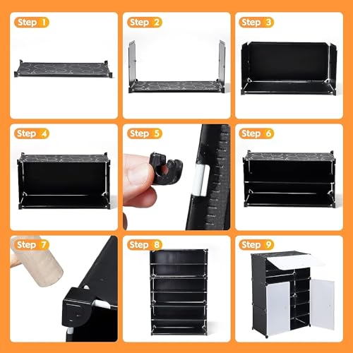 Image of Premium Modular Plastic Shoe Rack for Home | ๐ ๐๐๐๐๐
Shoe Rack with 3 Doors, Hook Holder for Home Storage Organizer with Metal Door Frame to Cover Chappal Slipper Sandals - Black&White