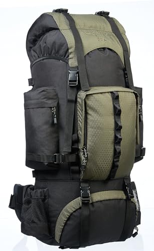 Amazon Basics Wanderrucksack mit Innengestell und Regenschutz, 65 L, Grün – Bild 5