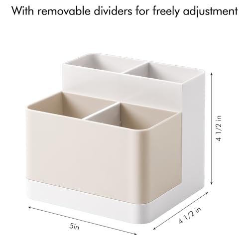 Image of Poeland Desktop Storage Organizer, Pen and Pencil Cases Boxes, Pen or Pencil Holder Box Container for Desk, Office Supplies, Vanity Table Tan