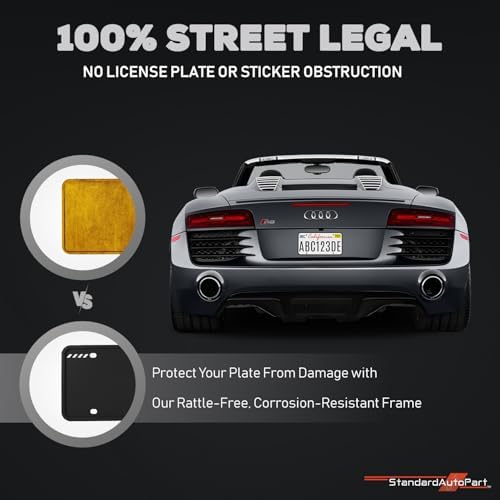 StandardAutoPart Silicone License Plate Frame – Rust-Proof, Rattle-Proof, Weatherproof Cover & Bracket Holder for Front/Rear US & Canada Standard Car Plates (Black Silicone, Pack of 2) - 2