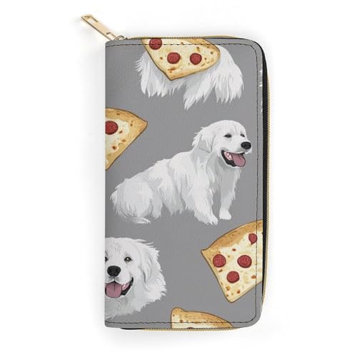 Fashion Wallets for Outdoor Essential, Wallet with ID Holder, Lightweight Great Pyrenees Pizza Wallet for Men Women