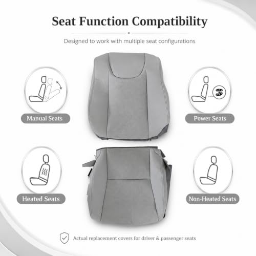 NLQR Gray Front Driver and Passenger Side Bottom & Top Lean Back Replacement Microfiber Leather Seat Covers Compatible with Lexus RX350 RX450 2010 2011 2012 2013 2014 2015 by NLQR - Used condition - Image 7