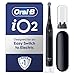 Oral-B iO2 Electric Toothbrush, 1 Gentle Care Toothbrush Head, 1 Travel Case, 1 Travel Refill Holder, Oral B Toothbrush Adults (Night Black), Designed by Braun, 2 Pin UK Plug