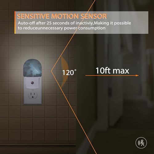 Image of Forests Stars Meteors Night Light,Night Lights Plug into Wall with Dusk to Dawn Sensor,Lamp for Bedroom Bathroom Hallway Nightlight for Women Girls